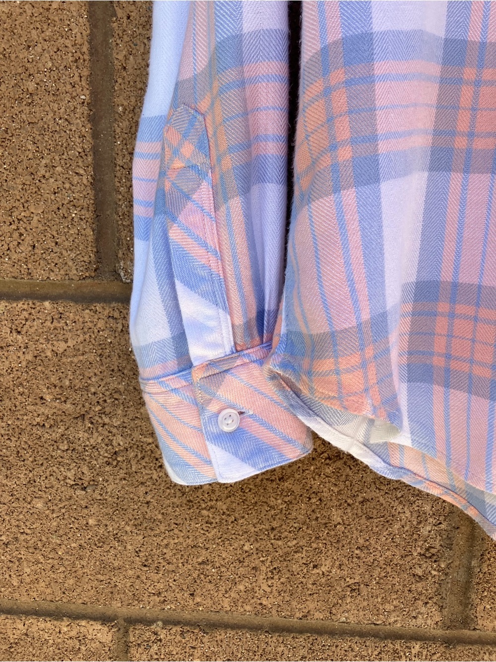 Rails Rayon Pastel Peach Sky White Plaid Button-Down Shirt - Picture 3 of 8